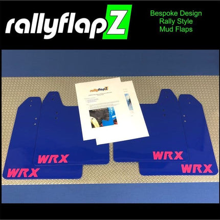 WRX / STI BUGEYE, BLOBEYE, HAWKEYE (01-07) BLUE MUDFLAPS (WRX SML STYLE LOGO PINK) - Car Enhancements UK