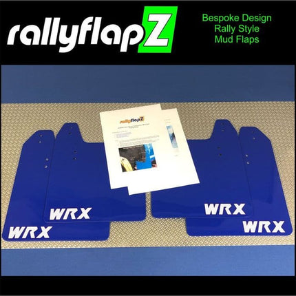 WRX / STI BUGEYE, BLOBEYE, HAWKEYE (01-07) BLUE MUDFLAPS (WRX SML STYLE LOGO WHITE) - Car Enhancements UK